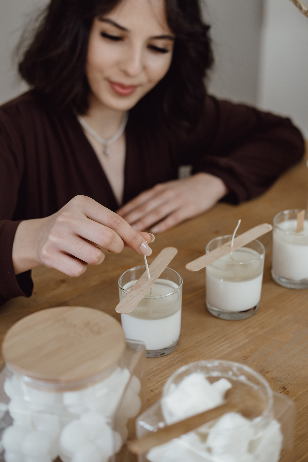 Young Woman Making Homemade Scented Candles